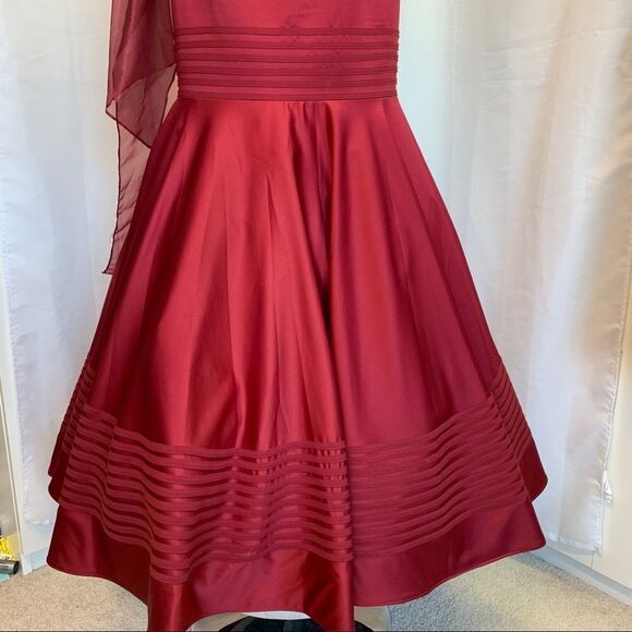 Evenings By Mon Cheri red mermaid strapless evening prom grad bridesmaid gown🔥 - Picture 6 of 16